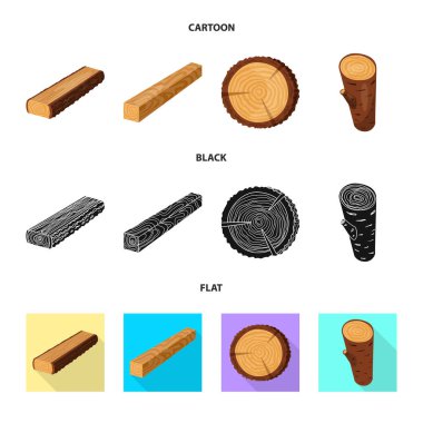 Ağaç ve ham simge vektör Illustration. Ağaç ve inşaat hisse senedi vektör çizim topluluğu.