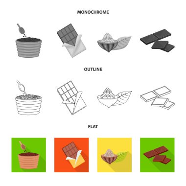 Gıda ve nefis simge vektör tasarımı. Gıda ve kahverengi hisse senedi vektör çizim koleksiyonu.