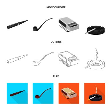 Çöp illüstrasyon vektör ve simge durdurmak. Hisse senedi için çöp ve alışkanlık vektör simge kümesi.