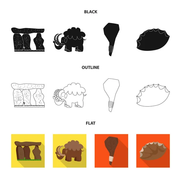 Ilustración vectorial de evolución y signo prehistórico. Colección de la evolución y el desarrollo de stock símbolo de la web . — Archivo Imágenes Vectoriales