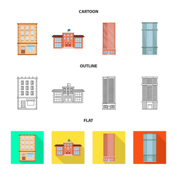 Izolovaný objekt komunálního a ikona centra. Sbírka městského a panství burzovní symbol pro web. — Stockový vektor