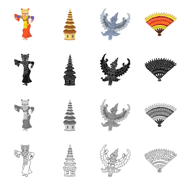Objeto aislado y símbolo de viaje. Conjunto de iconos vectoriales tradicionales para stock . — Archivo Imágenes Vectoriales