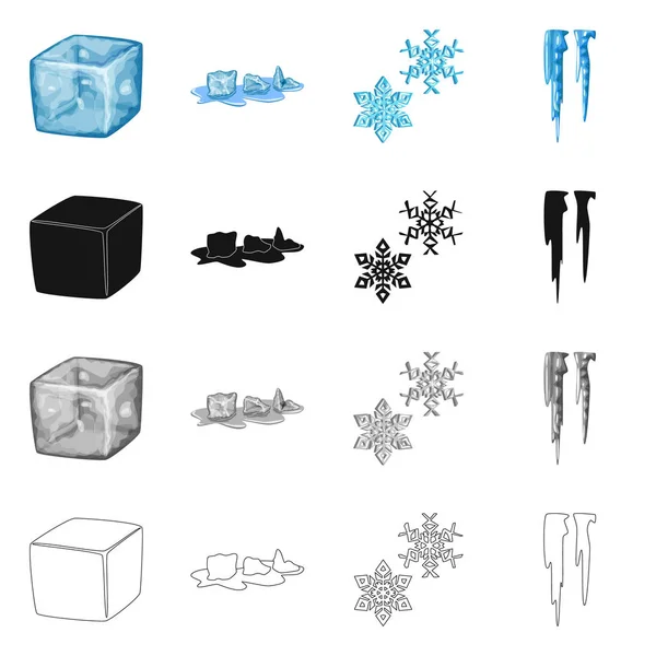 Illustrazione vettoriale di texture e logo congelato. Set di texture e simbolo stock trasparente per il web . — Vettoriale Stock