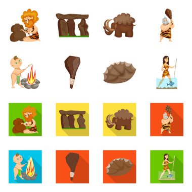 Evrim ve tarih öncesi simge vektör tasarımı. Hisse senedi için evrim ve geliştirme vektör simge kümesi.