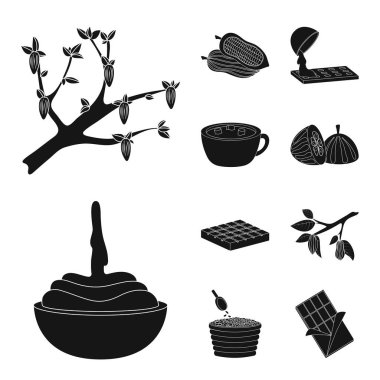 Vektör çizim pişirme ve kahverengi simgesi. Yemek ayarla ve fasulye hisse senedi için simge vektör.