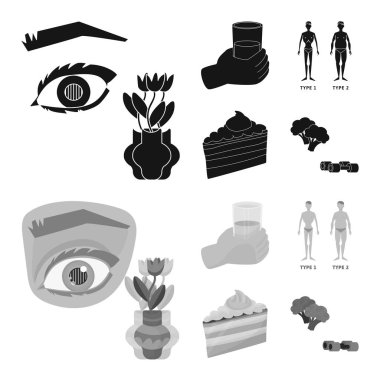 Diyet ve tedavi işareti vektör tasarımı. Diyet ve ilaç hisse senedi vektör çizim topluluğu.