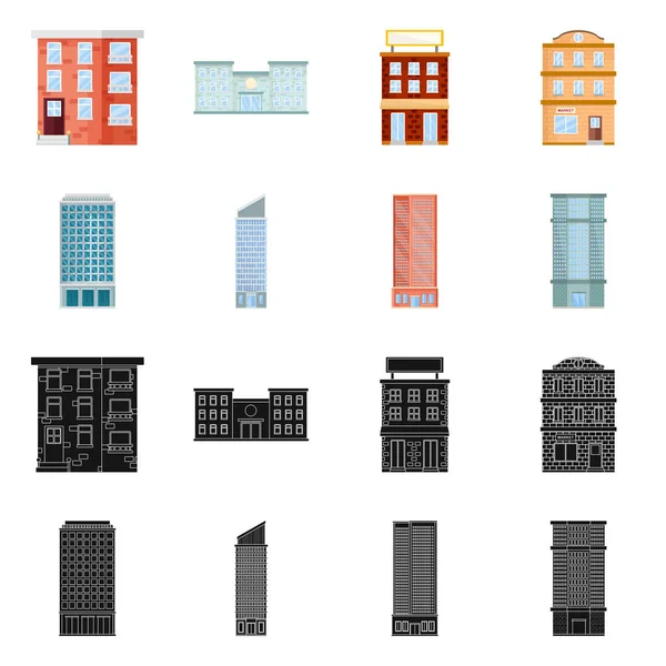 Ilustração vetorial do sinal municipal e central. Coleção de ilustração vetorial de estoque municipal e imobiliário . —  Vetores de Stock