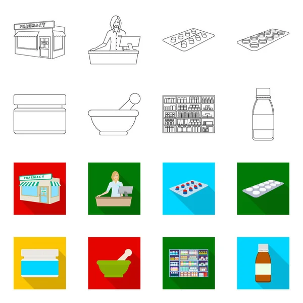 Векторная иллюстрация значка розничной торговли и здравоохранения. Набор символов розничной торговли и велнесс-акций для интернета . — стоковый вектор