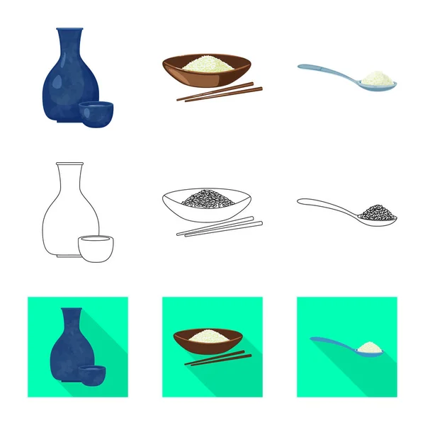 Ilustración vectorial de cultivos y símbolo ecológico. Conjunto de ilustración de vectores de cultivos y caldos de cocina . — Vector de stock