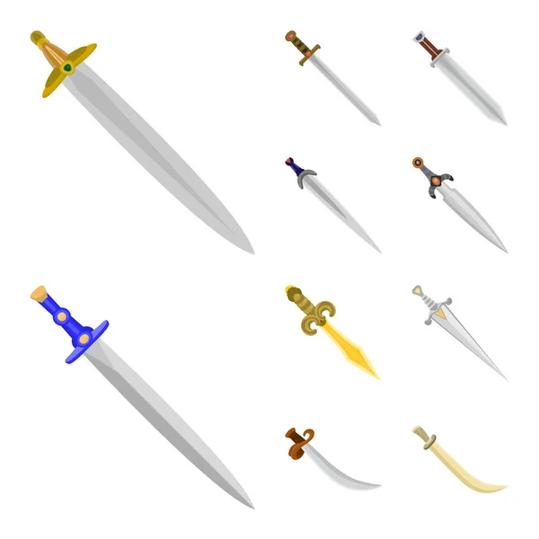 Ilustración vectorial del signo de espada y daga. Conjunto de espada y arma vector icono para stock . — Vector de stock