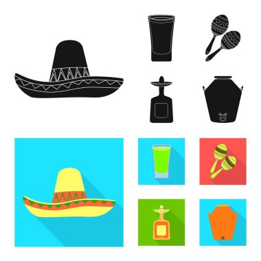 Kafe ve Latin işareti yalıtılmış nesne. Kafe ve ulusal hisse senedi vektör çizim.