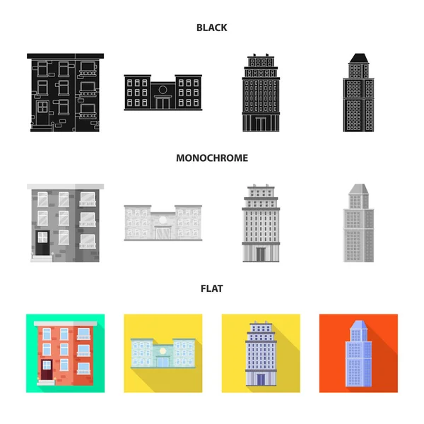 Objeto isolado de símbolo municipal e central. Coleção de símbolo de estoque municipal e de propriedade de web . — Vetor de Stock