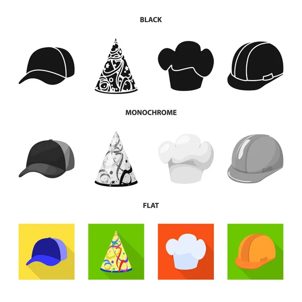 Vektorová design ikony oblečení a čepici. Sada oblečení a baret burzovní symbol pro web. — Stockový vektor