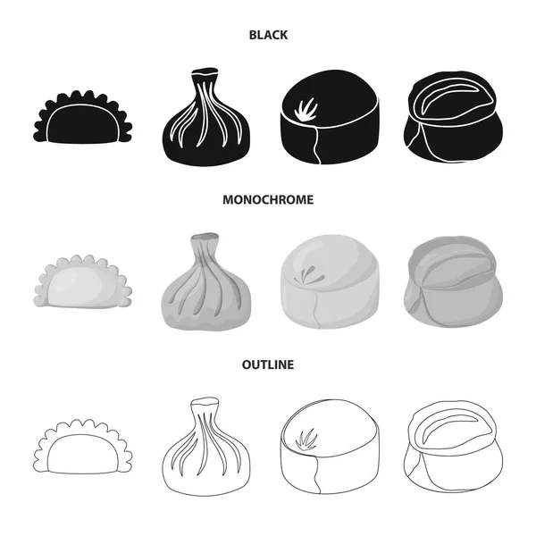 Illustration vectorielle des produits et logo de cuisson. Ensemble de produits et apéritif stock symbole pour la toile . — Image vectorielle