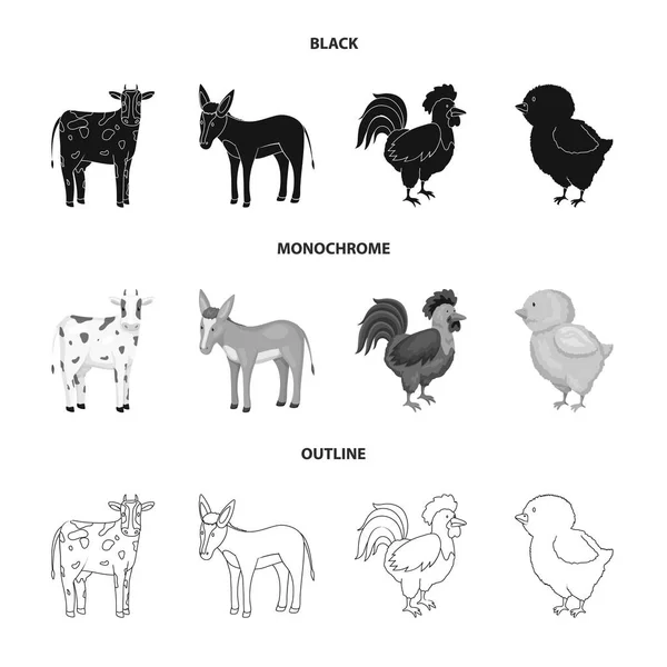 Illustrazione vettoriale di allevamento e logo della cucina. Raccolta di icone vettoriali riproduttive e biologiche per lo stock . — Vettoriale Stock