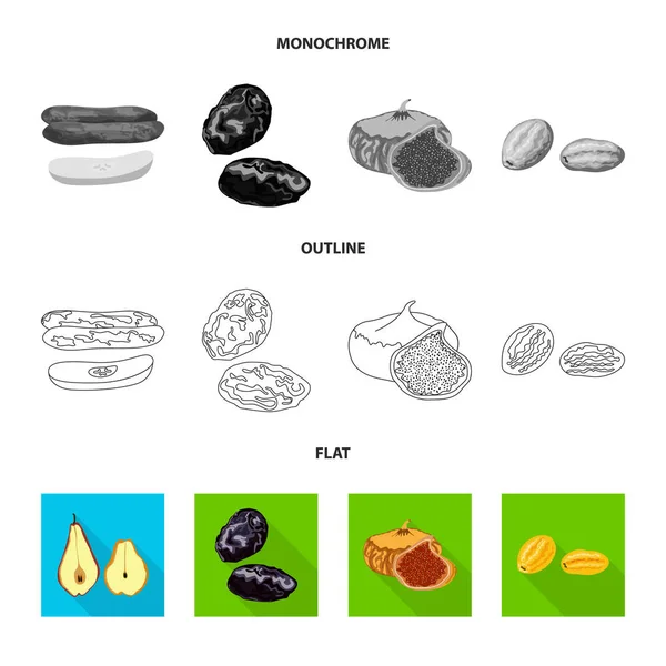 Design vettoriale del cibo e simbolo grezzo. Set di cibo e natura stock simbolo per il web . — Vettoriale Stock