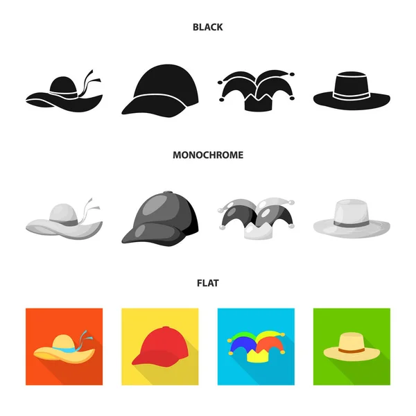 Изолированный предмет одежды и логотип шапки. Набор векторной иллюстрации одежды и беретов . — стоковый вектор