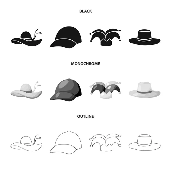 衣服和帽子图标的独立对象。一套用于网络的服装和贝雷帽库存符号. — 图库矢量图片