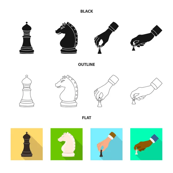 Illustrazione vettoriale di scacco matto e simbolo sottile. Set di checkmate e icona vettoriale di destinazione per stock . — Vettoriale Stock