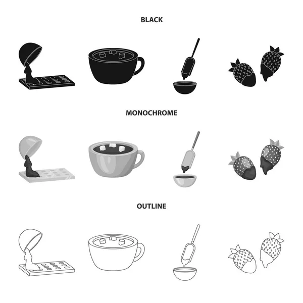 食物和美味标志的向量例证。一套食品和棕色矢量图标的股票. — 图库矢量图片