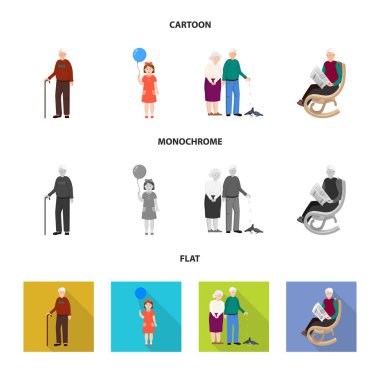 Karakter ve avatar logo vektör Illustration. Web için karakter ve portre hisse senedi simgesi kümesi.