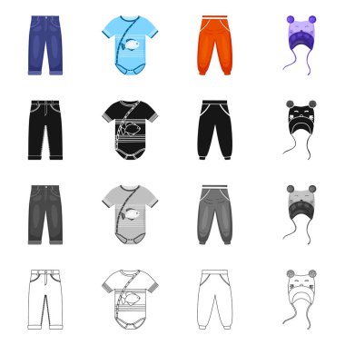 Moda ve giysi logo vektör tasarımı. Moda ve pamuk stok vektör çizim seti.