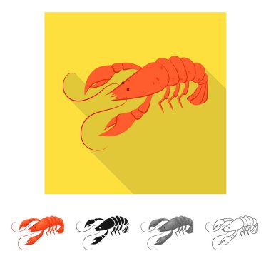 Istakoz ve kırmızı simge vektör tasarımı. Istakoz ve web için taze hisse senedi simgesi.