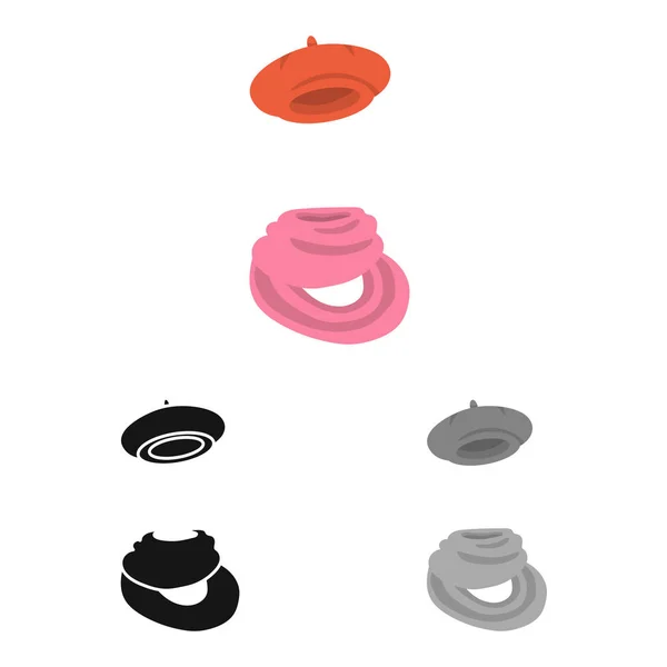 Ізольований об'єкт з берету та червоного логотипу. Набір значків берету та рожевого вектора для запасів . — стоковий вектор