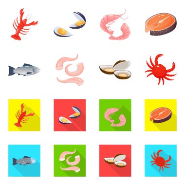 Taze ve restoran simge vektör tasarımı. Web için taze ve deniz hisse senedi simgesi kümesi.