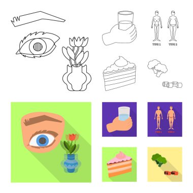 Diyet ve tedavi simgesi yalıtılmış nesne. Diyet ve ilaç hisse senedi simgesi için web topluluğu.