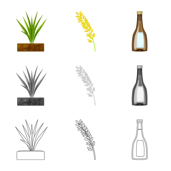 Vector εικονογράφηση της καλλιέργειας και την οικολογική λογότυπο. Συλλογή καλλιεργειών και μαγειρικής εικονίδιο του φορέα σε απόθεμα. — Διανυσματικό Αρχείο