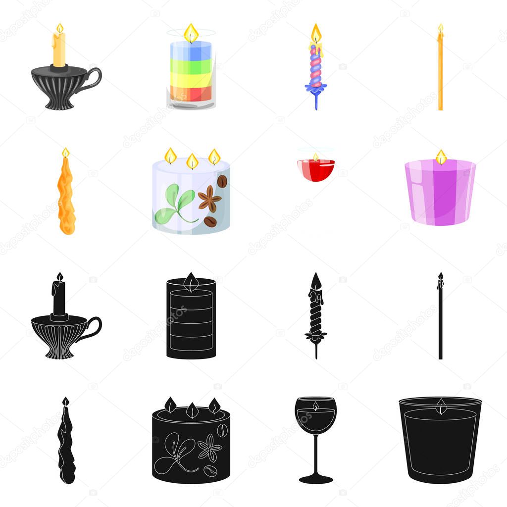 Vector design of relaxation and flame sign. Set of relaxation and wax stock vector illustration.