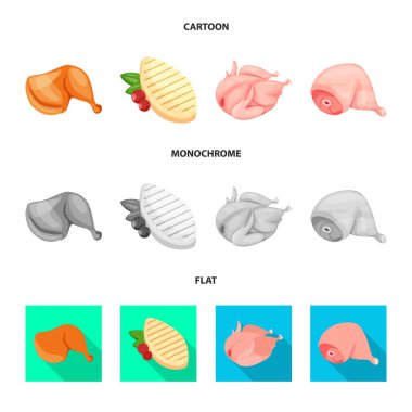 Ürün ve kümes hayvanları işareti vektör tasarımı. Hisse senedi için ürün ve tarım vektör simge kümesi.