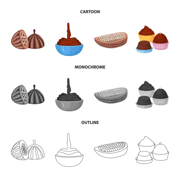 Objeto aislado de comida y símbolo delicioso. Colección de alimentos y marrón stock vector ilustración . — Vector de stock