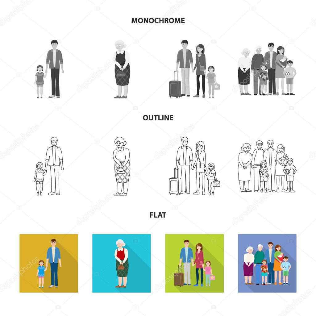 Isolated object of character and avatar  logo. Set of character and portrait stock vector illustration.