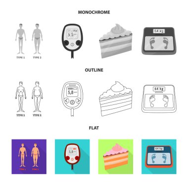 Diyet ve tedavi logosu yalıtılmış nesne. Hisse senedi için diyet ve tıp vektör simge topluluğu.