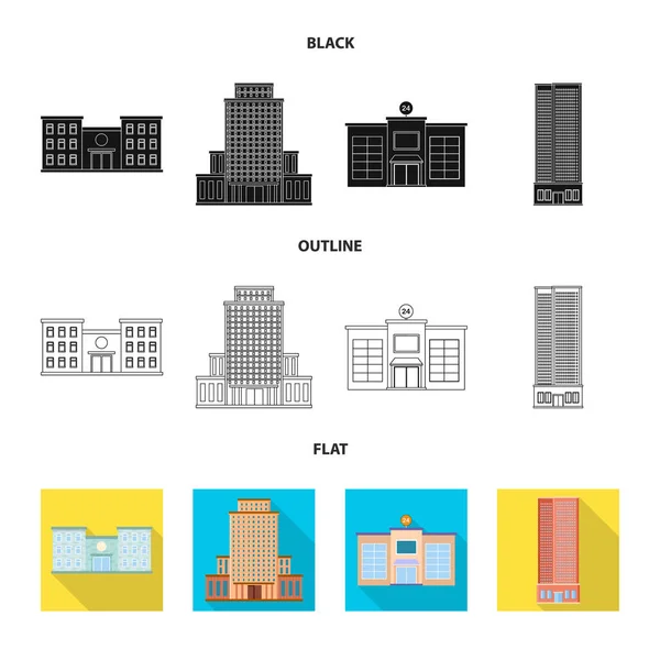 Diseño vectorial del icono municipal y del centro. Conjunto de símbolos municipales y patrimoniales para web . — Archivo Imágenes Vectoriales