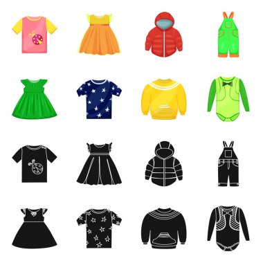 Moda ve giysi işareti yalıtılmış nesne. Web için moda ve pamuk hisse senedi simgesi kümesi.