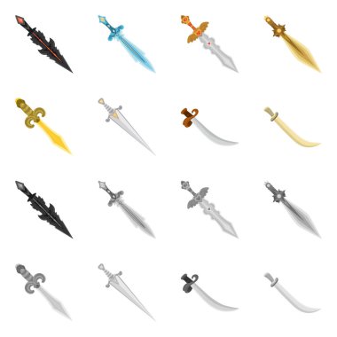 Oyun ve zırh logo yalıtılmış nesne. Web için oyun ve bıçak hisse senedi simgesi kümesi.