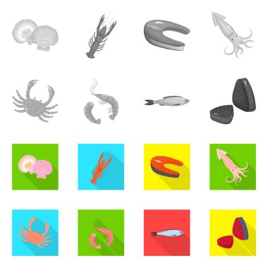 Taze ve Restoran simge vektör tasarımı. Taze ve deniz hisse senedi vektör çizim topluluğu.