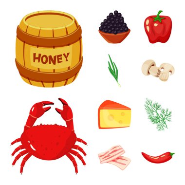 Vektör Illustration gıda ve tatlar sembolü. Gıda ve madde stok vektör çizim koleksiyonu.
