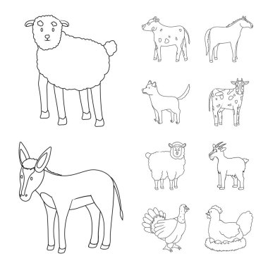 Ev yapımı ve kırsal simge vektör Illustration. Stok için ev yapımı ve tarım vektör simgesi seti.