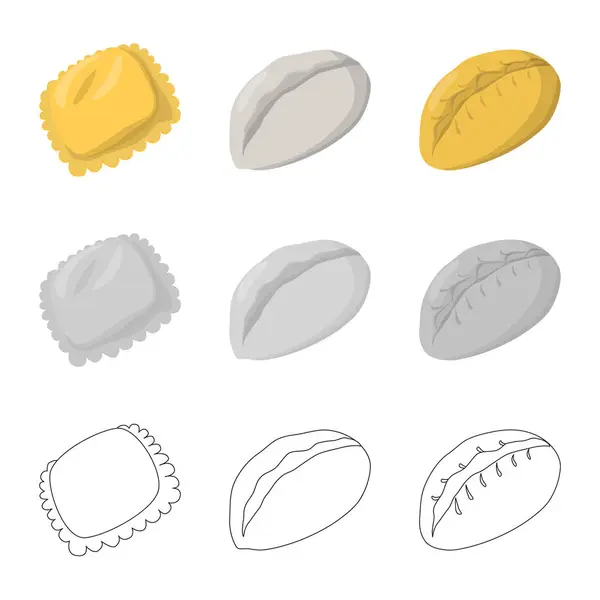 Illustration vectorielle des produits et logo de cuisson. Collection de produits et icône vectorielle apéritif pour stock . — Image vectorielle