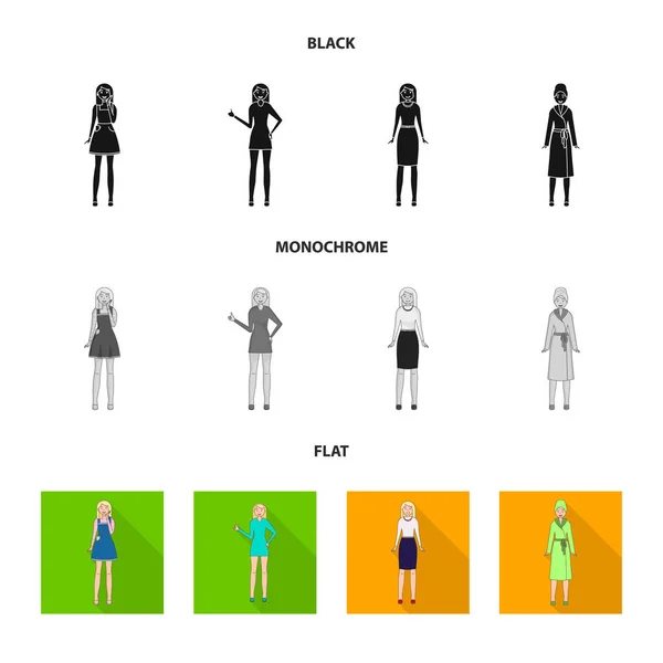 Objet isolé de la posture et l'icône de l'humeur. Ensemble de posture et icône vectorielle femelle pour stock . — Image vectorielle