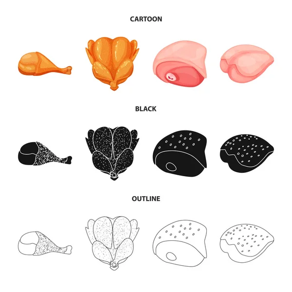 Oggetto isolato dell'icona del prodotto e del pollame. Set di prodotti e stock agricolo simbolo per il web . — Vettoriale Stock