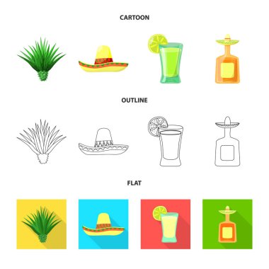 Kafe ve Latin simge vektör tasarımı. Kafe ve hisse senedi için ulusal vektör ikon koleksiyonu.