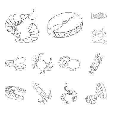 Gıda ve deniz işareti izole nesne. Web için gıda ve sağlıklı stok sembolü seti.