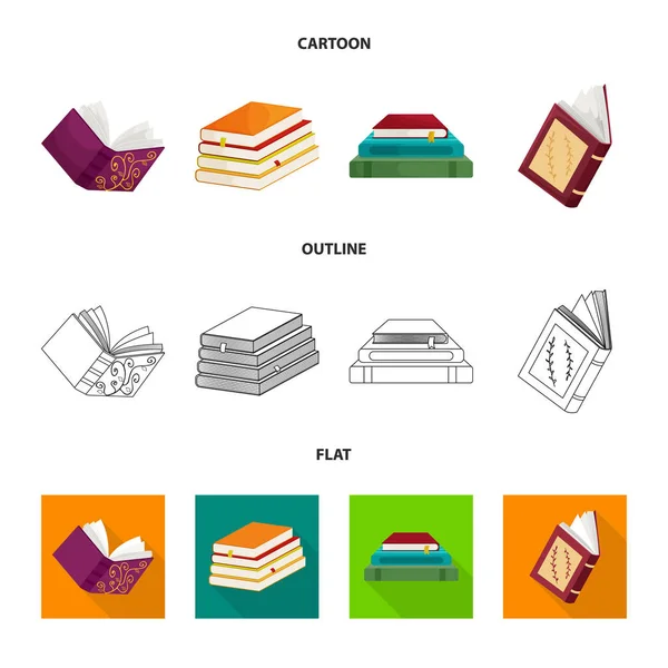 Изолированный объект обучения и логотип обложки. Набор векторных значков для обучения и книжного магазина на складе . — стоковый вектор