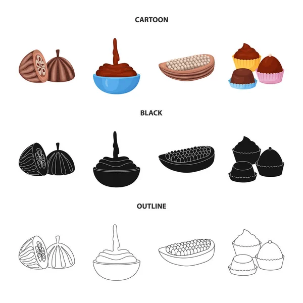 Ilustración vectorial de alimentos y delicioso logotipo. Colección de alimentos y marrón símbolo de stock para la web . — Vector de stock