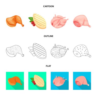 Ürün ve kümes hayvanları işareti vektör Illustration. Hisse senedi için ürün ve tarım vektör simge kümesi.